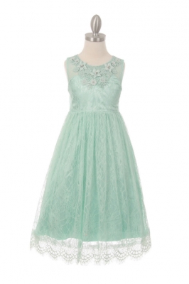Girls Dress Style 5036 - Sleeveless Lace Dress with Keyhole Back in Choice of Color