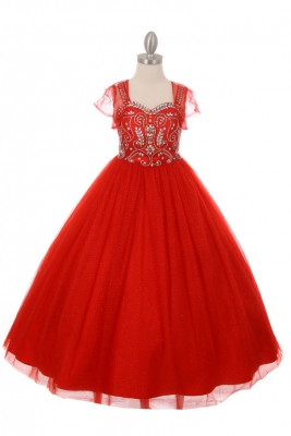 Girls Dress Style 5038 - Beaded Gown with Shrug in Choice of Color