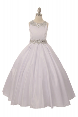 Girls Dress Style 5047 - Satin and Sequin Ball Gown in Choice of Color