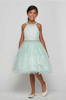 Sage Green Flower Dresses Dress For Less S Dress Style 5052 Short Halter Lace And Rhinestone In Choice Of Color