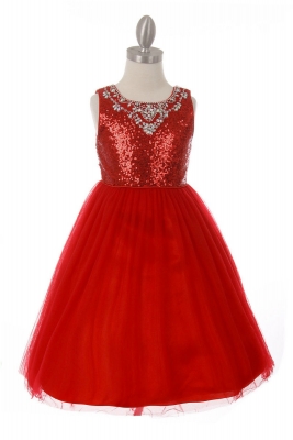 Girls Dress Style 5058 - Sleeveless Sequin Short Dress in Choice of Color