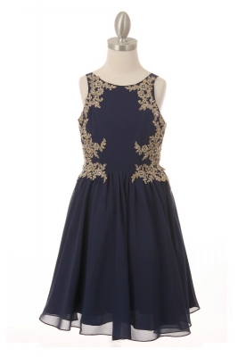 Girls Dress Style 5069 - Navy Beaded Sequin Short Dress