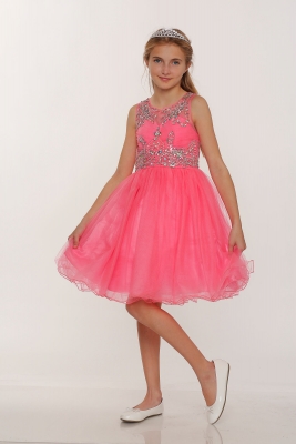 Purple Salmon Flower Girl Dress