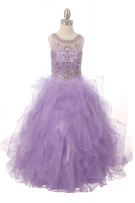 Girls Dress Style 8000 - Beaded Layered Organza Gown in Choice of Color