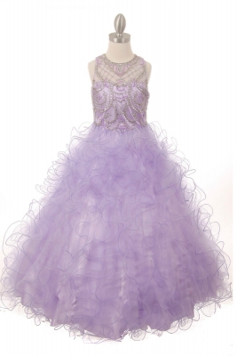 Girls Dress Style 8001 - Beaded Layered Organza Gown in Choice of Color