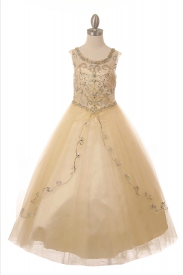 Girls Dress Style 8005 - Beaded Layered Organza Gown in Choice of Color