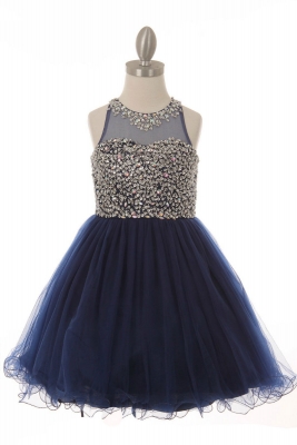 Girls Dress Style 8501 -   Short Beaded and Tulle Party Dress