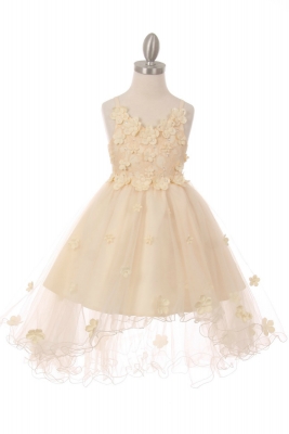 Girls Dress Style 9019 - High Low Sequin Embroidered Dress in Choice of Color