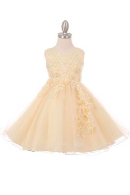Girls Dress Style 9022 - Champagne Short Sequin Party Dress