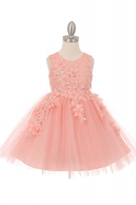 Girls Dress Style 9040 - Short Embellished Gown in Blush