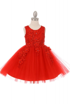Girls Dress Style 9040 - Short Embellished Gown in Red