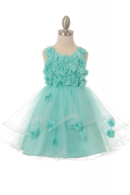 Girls Dress Style 9084 - Sleeveless Embellished Short Party Dress in Aqua