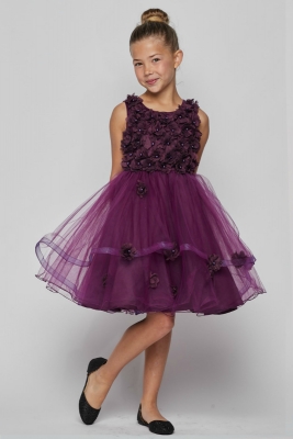 Girls Dress Style 9084 - Sleeveless Embellished Short Party Dress in Purple