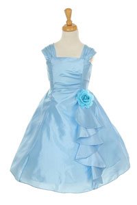 Girls Dress Style LEC721- SKY BLUE Chiffon Sleeveless V Neck Dress