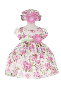 Girls Dress Style ME840 - Short Sleeved Floral Print Dress in Choice of Lavender or Orange