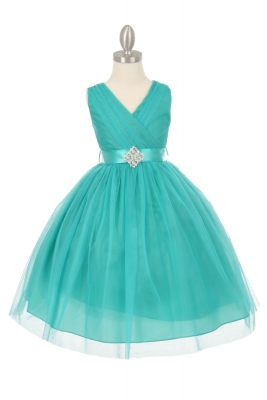 green flower girl dress