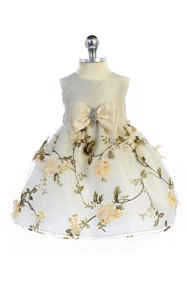 Baby Flower Girl Dress Fancy Wedding Holiday Baptism White Size 12 18 24 months