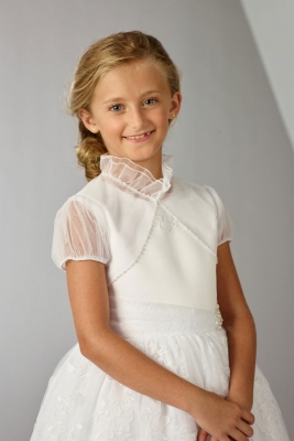 Joan Calabrese Style 1193JKT - WHITE Organza Jacket