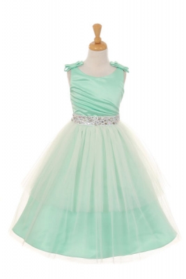 Father Daughter Dance Flower Dresses Dress S Dress Style 2070 Sleeveless Satin With Shoulder Bows In Choice Of Color