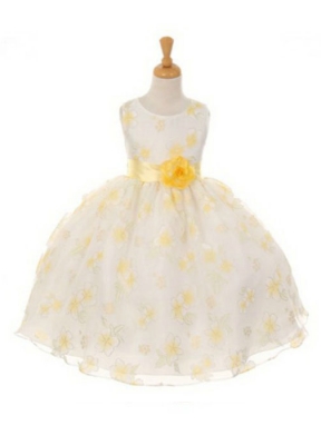 Yellows Flower Dresses Dress For Less S Dress Style 6339 Yellow Sleeveless Organza Burnout