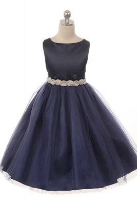 SALE Satin with Rhinestone Belt Dress in Choice of Color
