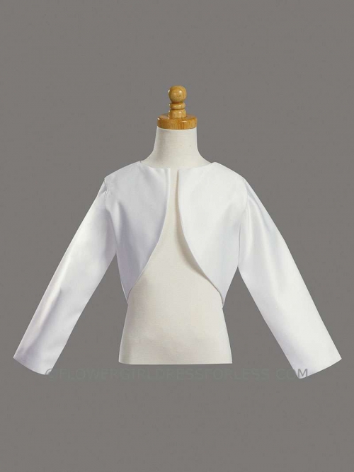 Girls Long Sleeved Satin Bolero Style 1103- WHITE