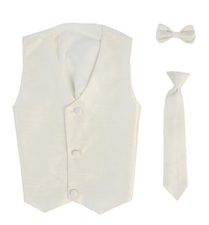 Boys Vest Style 735_740 -IVORY- Choice of Clip-on Necktie or Bowtie