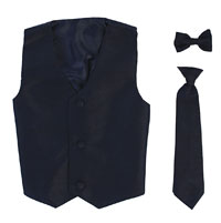 Boys Vest Style 735_740 - NAVY-Choice of Clip-on Necktie or Bowtie