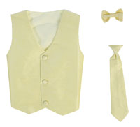 Boys Vest Style 735_740 - YELLOW- Choice of Clip-on Necktie or Bowtie