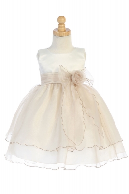 SALE Girls Dress Style BL244 - IVORY-CHAMPAGNE Crystal Organza Dress