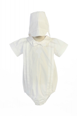 Boys Baptism and Christening Style BRANDON - WHITE Romper with Celtic Cross