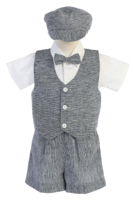 Vest and Shorts Set Style G834 - Cotton Linen Vest and Shorts with Hat Set