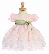Girls Dress Style M646- Organza Embroidered Polka Dot Dress