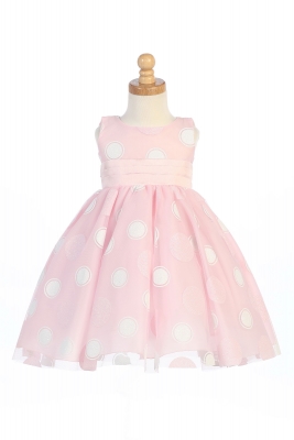 Flower Girl Dress Style M680- Sleeveless Glittered Polka Dot Tulle Dress in Choice of Color