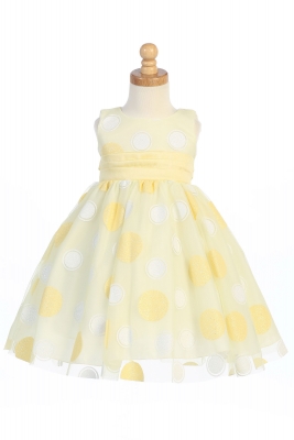 Flower Girl Dress Style M680- Sleeveless Glittered Polka Dot Tulle Dress in Choice of Color