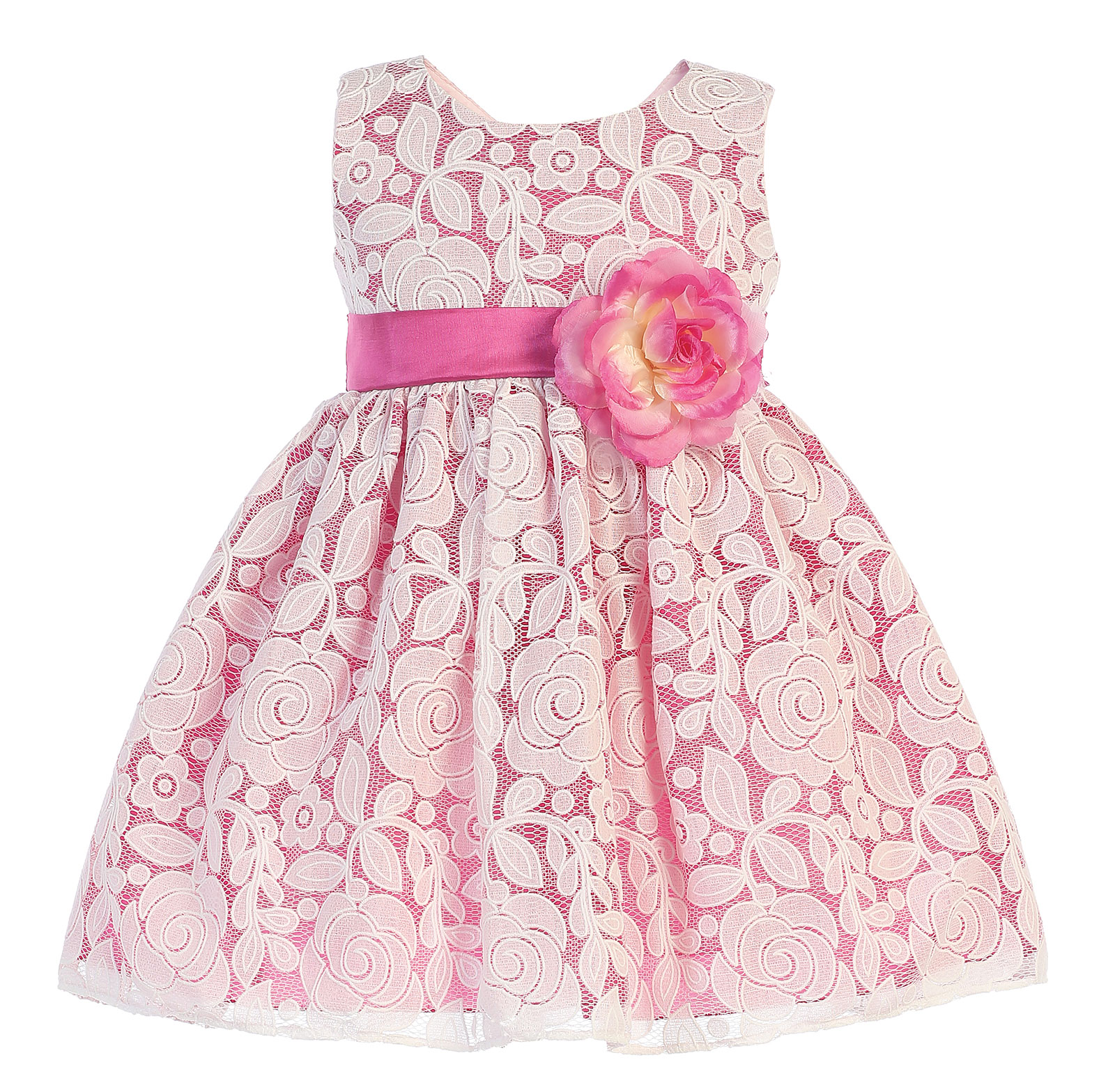 L_M726FUS - Girls Dress Style M726 - Embroidered Floral Tulle Dress in ...