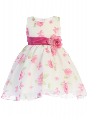Girls Dress Style M737 - FLORAL Sleeveless Organza Floral Print Dress
