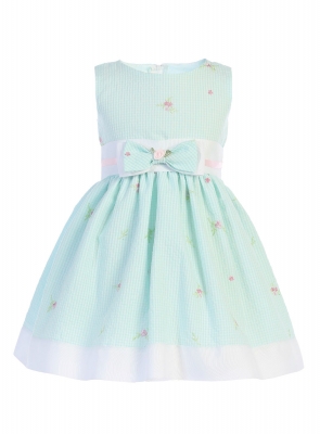 Girls Dress Style M738 - Sleeveless Cotton Seersucker Dress in Choice of Color