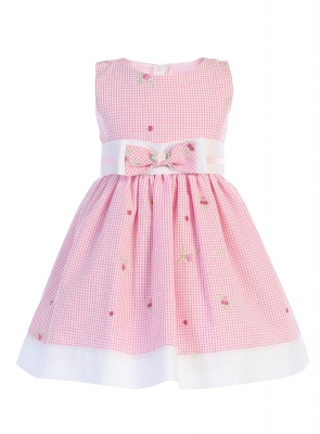 Girls Dress Style M738 - Sleeveless Cotton Seersucker Dress in Choice of Color