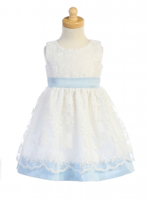 Girls Dress Style M748 - Embroidered Mesh Dress in Choice of Color