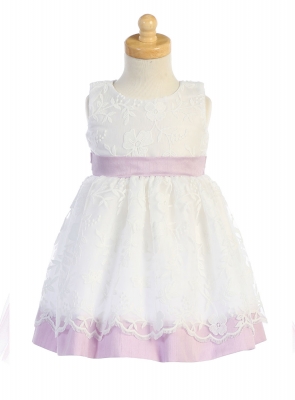 Girls Dress Style M748 - Embroidered Mesh Dress in Choice of Color