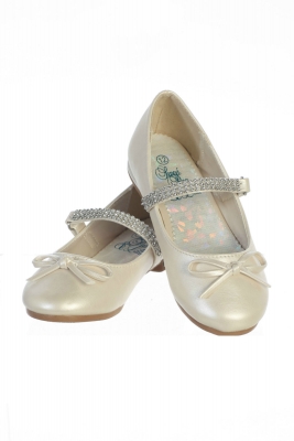 Girls Shoe Style SUMMER - IVORY Rhinestone Strap Shoes
