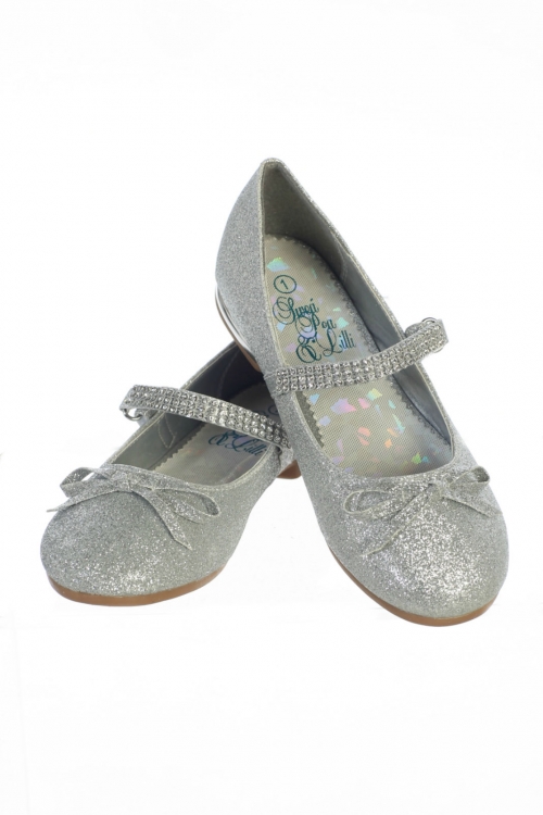 SALE_L_SUMMERSV - SALE - SILVER GLITTER Rhinestone Strap Shoes - New Items  - Flower Girl Dresses - Flower Girl Dress For Less
