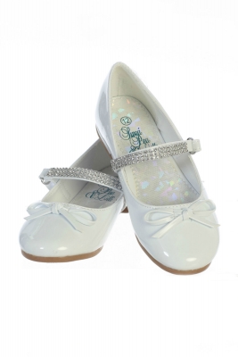 Girls Shoe Style SUMMER - WHITE PATENT Rhinestone Strap Shoes