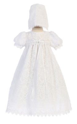 Girls Baptism and Christening Style VICTORIA - WHITE Lace Overall Dress