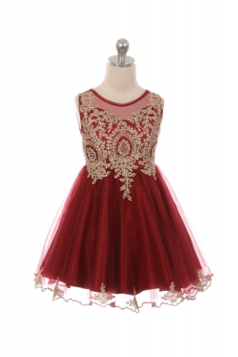 SALE-BURGUNDY with Gold Accents Short Party Dress