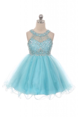 SALE Short Beaded Dress in Aqua