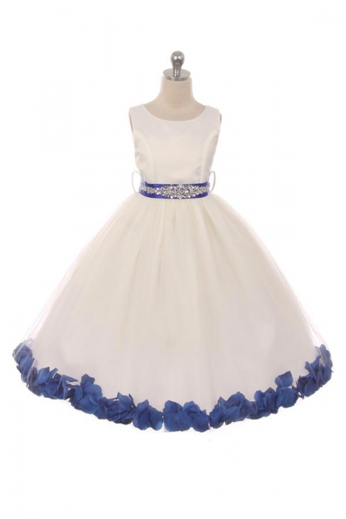 Ivory and royal blue flower girl dress hot sale