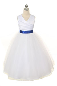 Flower Girl Dress Style 276 - White or Ivory with Choice of 23 Ribbon Sash Options