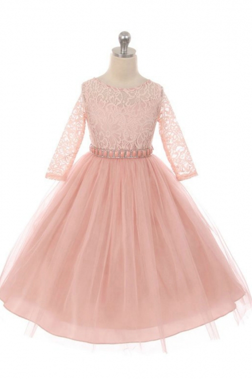 chinese dress ladies Long Sleeve Prom Dress Blush Pink Prom Dress with Sleeves Wedding Guest  Dress MA023 main image 1